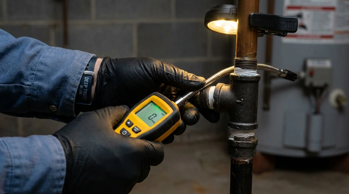 Gas leak detection with electronic sniffer by Johns Plumbing LLC in Paris